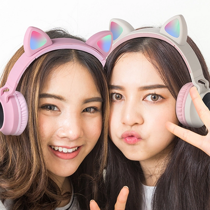 Foldable Super bass cat ear bluetooth wireless headphones