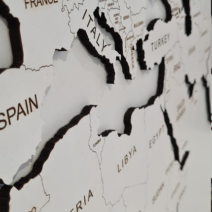 Wooden World Map White Rustic Wall Art Home Decor Travel Map Wood Gift