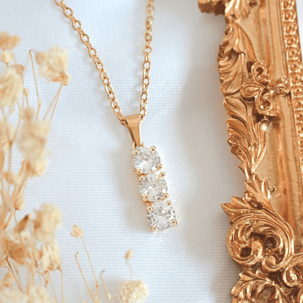 24 Karats Cubic Zirconia Drop Necklace