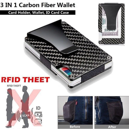 Slim Carbon Fiber Credit Card Holder RFID Blocking