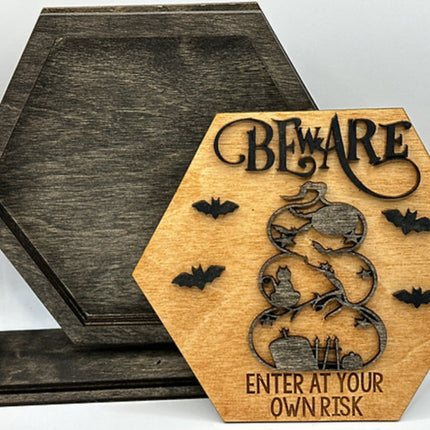 Beware - Enter at Your Own Risk | Halloween Interchangeable Frame