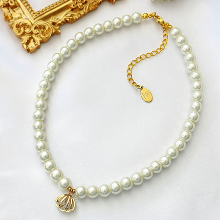 24K Seashell Czech Pearls Choker