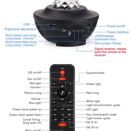 Colorful Starry Sky Galaxy Projector with Bluetooth Speaker