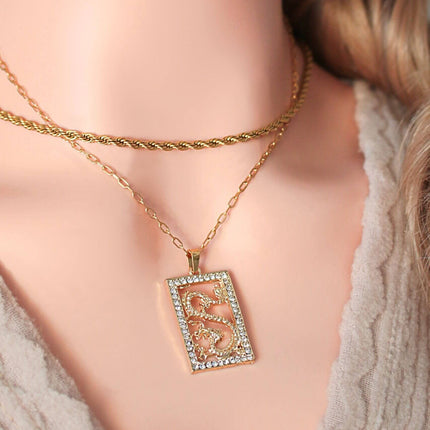24 Karats Cubic Zirconia Chinese Dragon Necklace