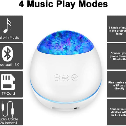 Ocean Wave Projector Night Light Bluetooth Music Player