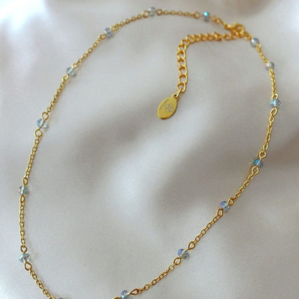 18 Karats Chrome Glass Crystals Chain Choker