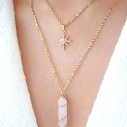 18K Double Ended Natural Healing Crystals Hand Wired Necklace