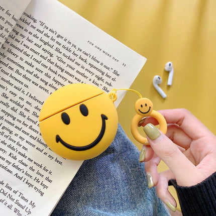 Cute Smile Face bluetooth headset case For Airpods case Silicone soft