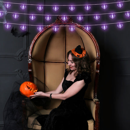 LED Purple bats Halloween String Lights