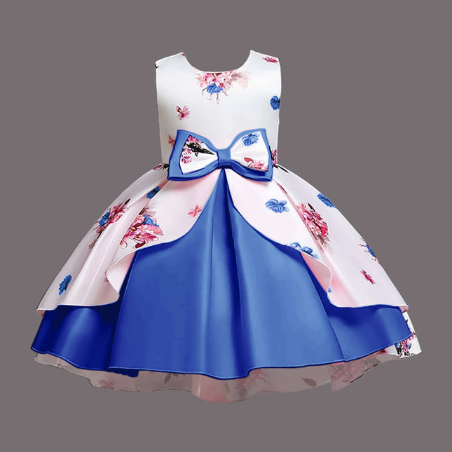 Girl's Satin Floral Printed Frock 6-7-YEAR