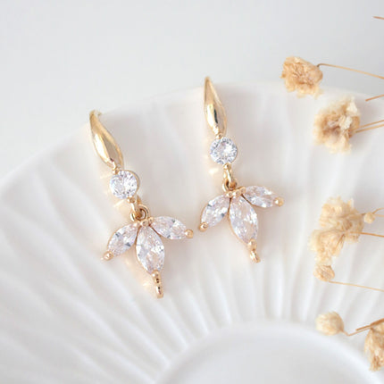 "Bloom" 24 Karats Cubic Zirconia Flower Petals Hook Earrings