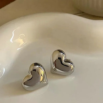 Silver Heart Earrings for Women Elegant Minimal Daily Jewelry