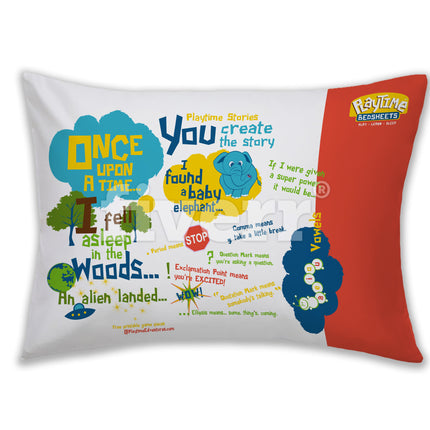 Playtime Story-Time Pillowcase. Over 20 starter sentences and Images.