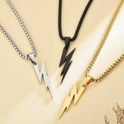 Stainless Steel Silver Woven Chain Lightning Necklace