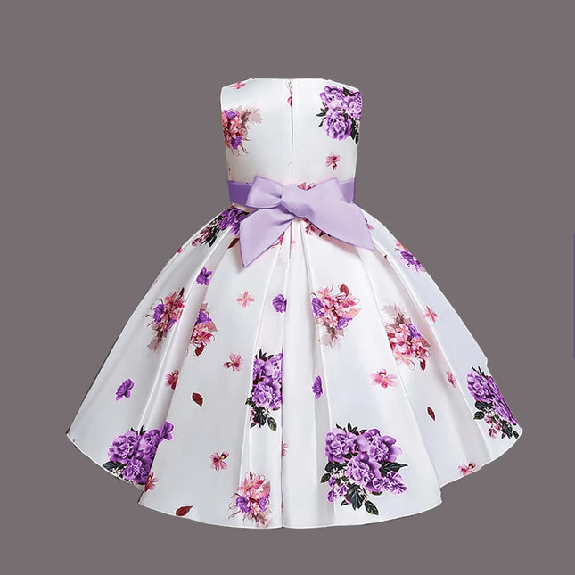 Girl's Satin Floral Printed Frock 5-6-YEAR