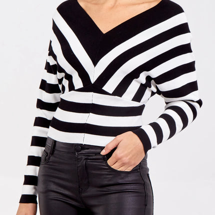 V-neck Stripe Knitted Jumper