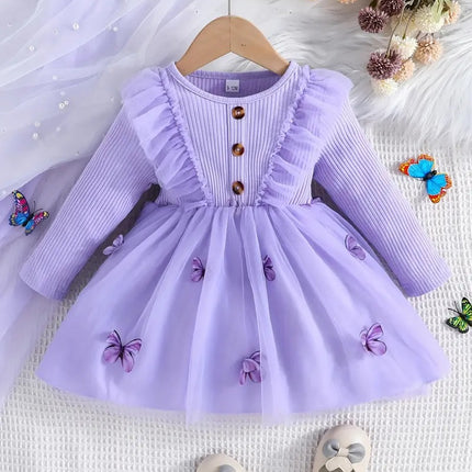 Girl's Lycra Floral Printed Frock Dress for Girls 1-2-YEARS
