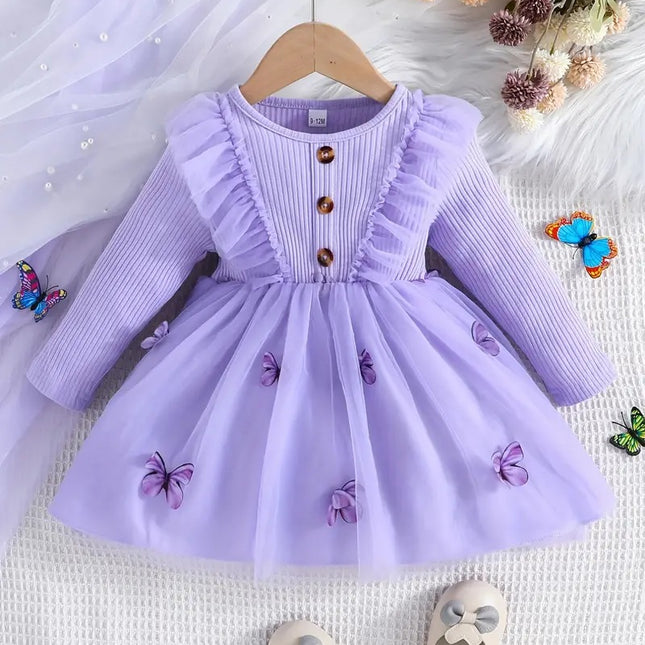 Girl's Lycra Floral Printed Frock Dress for Girls 1-2-YEARS