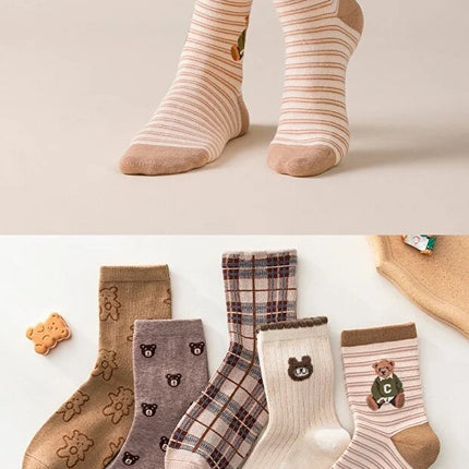 5 Pair Patterned Women Socks Soft Comfortable Daily Use