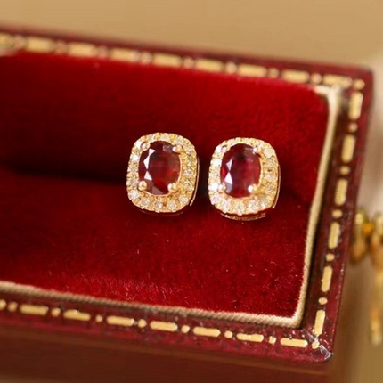 ❤️‍🔥 HF™ – Pigeon Ruby Studs | 18K Royal Edition