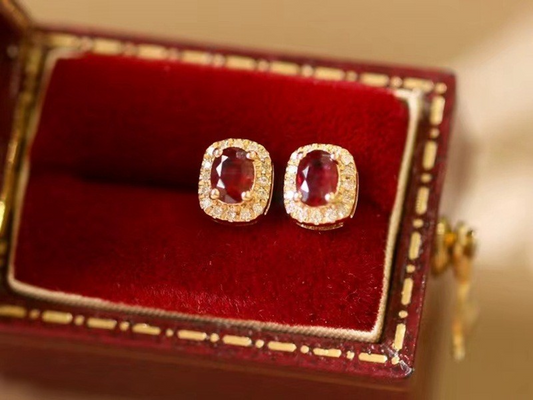 ❤️‍🔥 HF™ – Pigeon Ruby Studs | 18K Royal Edition