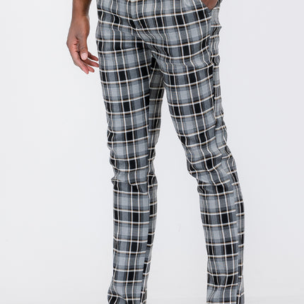 Plaid Slim Fit Trouser Pants SR012