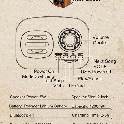 Retro Radio Wireless Mini Portable Bluetooth Stereo Speaker