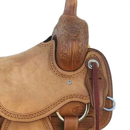 Western Brown Rough Out Leather Roper Ranch Saddle Size 13" to 18"