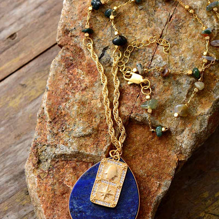 Lapis Lazuli Spiritual Teardrop Necklace