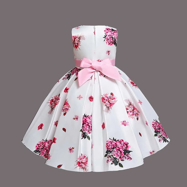 Girl's Satin Floral Printed Frock 5-6-YEAR