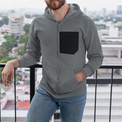Mens Faux Black Pocket Heavy Blend Zip Up Hoodie