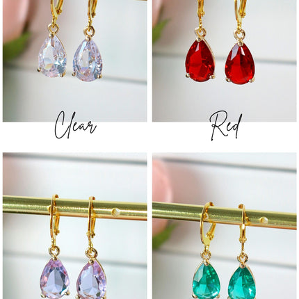 18K Rainbow Teardrop Hoop Earrings