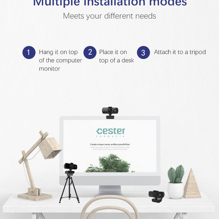 Webcam 2K Full HD 1080P Web Camera Autofocus With Microphone