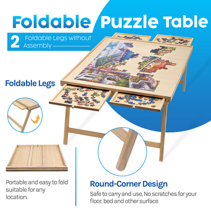 ShopWise Puzzle Table Deluxe - Puzzle Table With Drawers - 86CM x 67CM