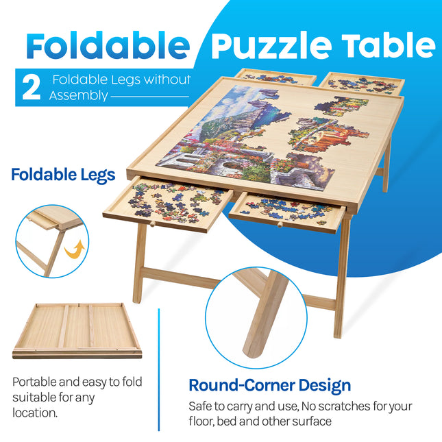 ShopWise Puzzle Table Deluxe - Puzzle Table With Drawers - 86CM x 67CM