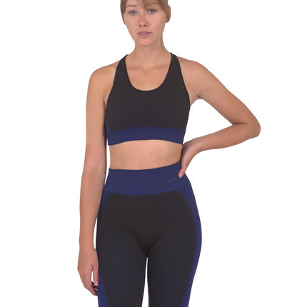 Trois Seamless Sports Bra - Black with Navy