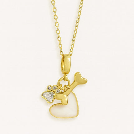 Stainless Steel Heart Paw Necklace for Women