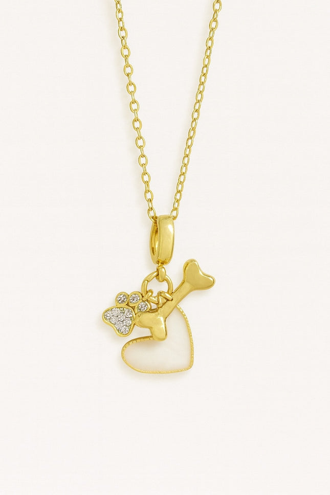 Stainless Steel Heart Paw Necklace for Women