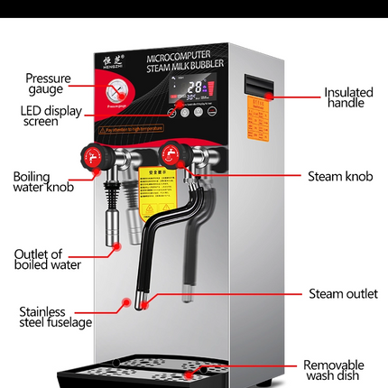 LCD Display Steam Boiler Water Machine for Bubble Tea Shop
