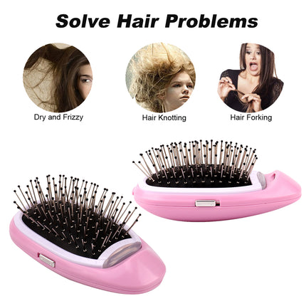 Electric Ionic Hairbrush Negative Ions Anti Frizz -Pink