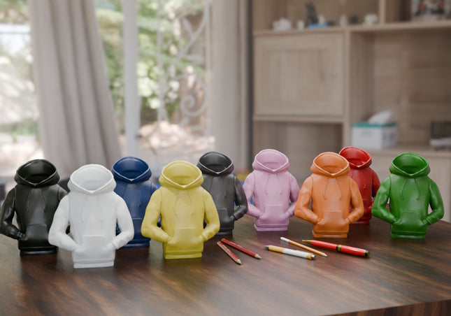 3D-Printed Hip-Hop Hoodie Pencil Holder with Hands in Pockets – Urban