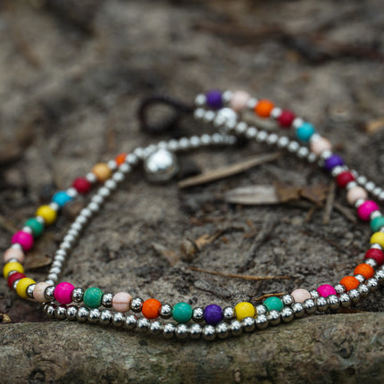 Fancy Dual Band Boho Silver Anklet
