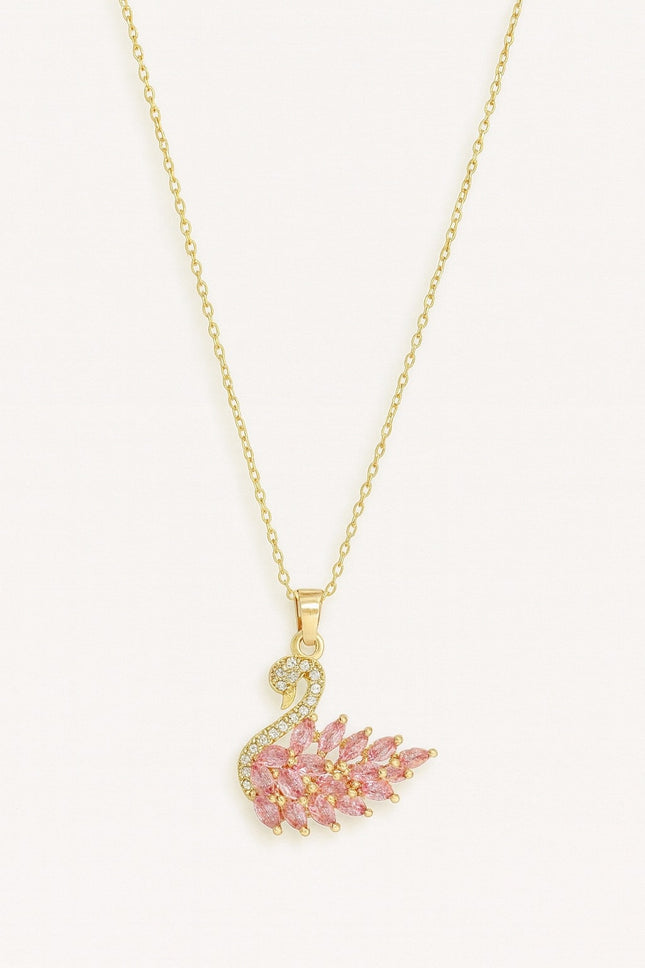 Stainless Steel Pink Swan Necklace for Women