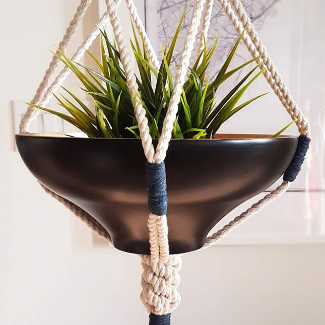 Macrame Plant Hanger, Hanging Planter, Color Block