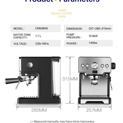 Espresso Coffee Maker Stainless Steel Italian Coffee Machine