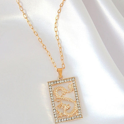 24 Karats Cubic Zirconia Chinese Dragon Necklace