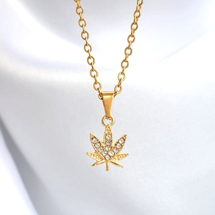 24 Karats Dainty Cannabis Leaf Necklace