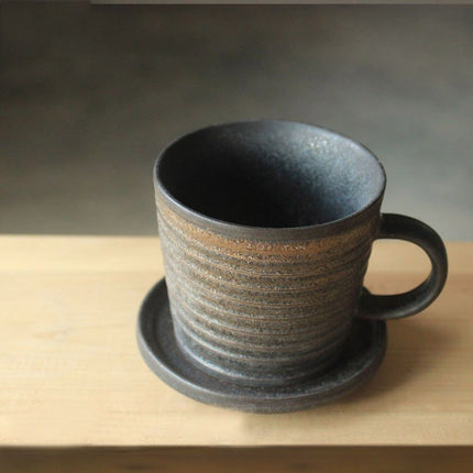 Retro Screw Thread Black and Gold Coffee Mug