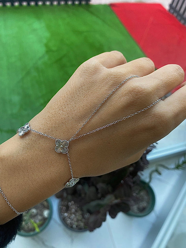 VIP Silver Three Piece Hand Chain Bracelet Set