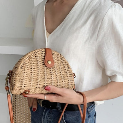 Casual Mini Oval Straw Crossbody Bag